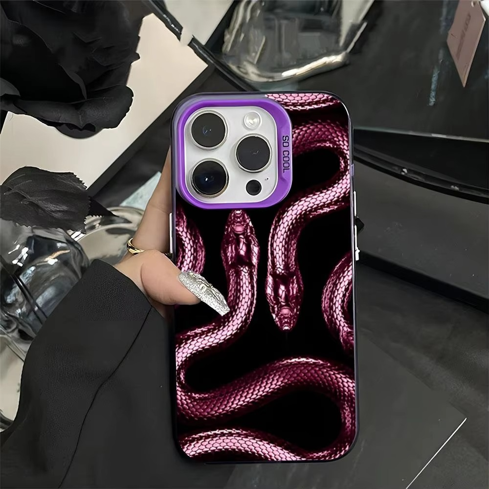 Luxury Apple iPhone Case, MagSafe Compatible, Camera Lens and Screen Protection, Ultra Thin, Shockproof, Magnetic, Full All Around Protection, Black Gold Snake Cover