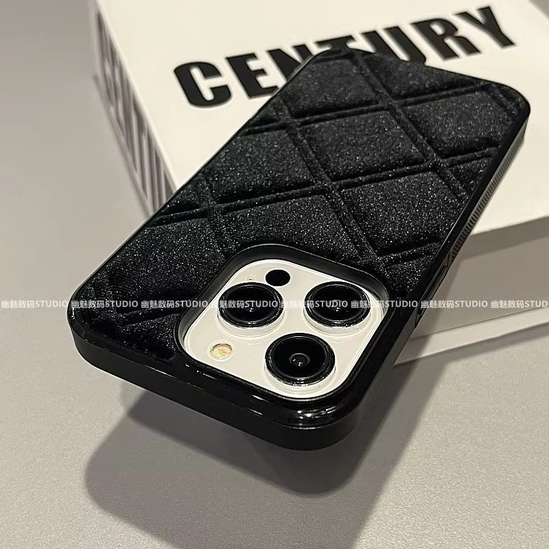 Luxury Apple iPhone Case, MagSafe Compatible, Camera Lens and Screen Protection, Ultra Thin, Shockproof, Magnetic, Full All Around Protection, Plaid Velvet Fabric Cover