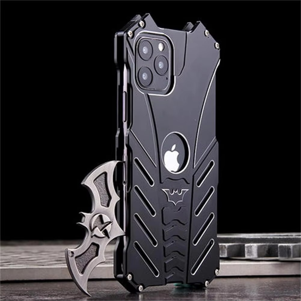 Robust Apple iPhone Case, MagSafe Compatible, Camera Lens and Screen Protection, Ultra Thin, Shockproof, Magnetic, Full All Around Protection, Bat Metal Armor Frame Cover