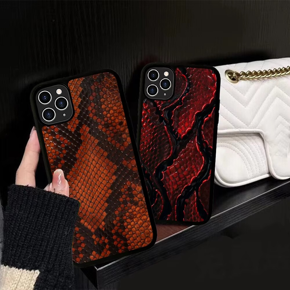 Luxury Apple iPhone Case, MagSafe Compatible, Camera Lens and Screen Protection, Ultra Thin, Shockproof, Magnetic, Full All Around Protection, Snake Skin Texture Cover