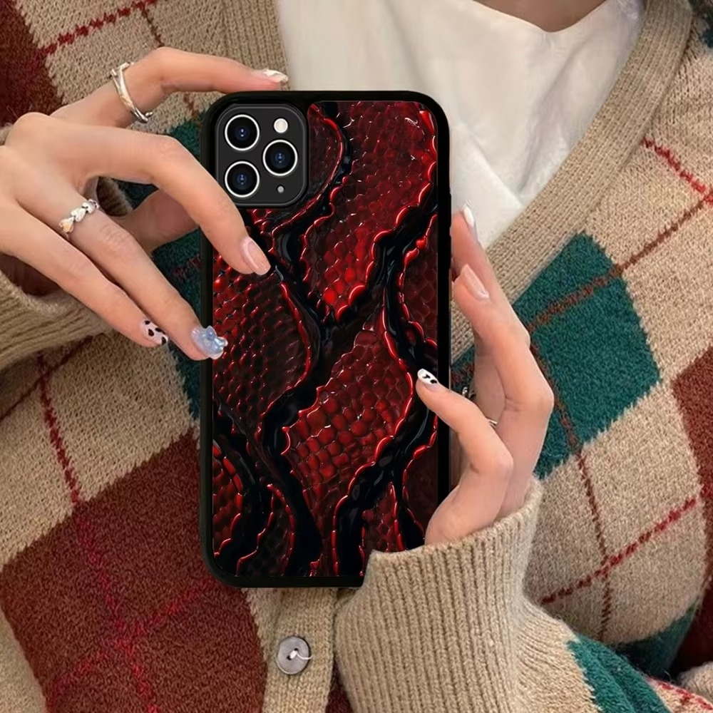 Luxury Apple iPhone Case, MagSafe Compatible, Camera Lens and Screen Protection, Ultra Thin, Shockproof, Magnetic, Full All Around Protection, Snake Skin Texture Cover