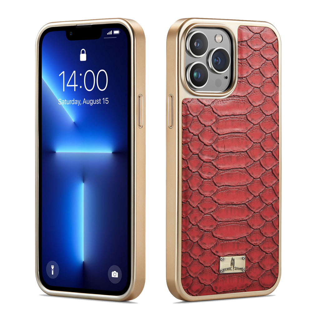 Luxury Leather Plating Shockproof Phone Case - Protective Snake Texture Durable Bumper Design for Enhanced Phone Protection