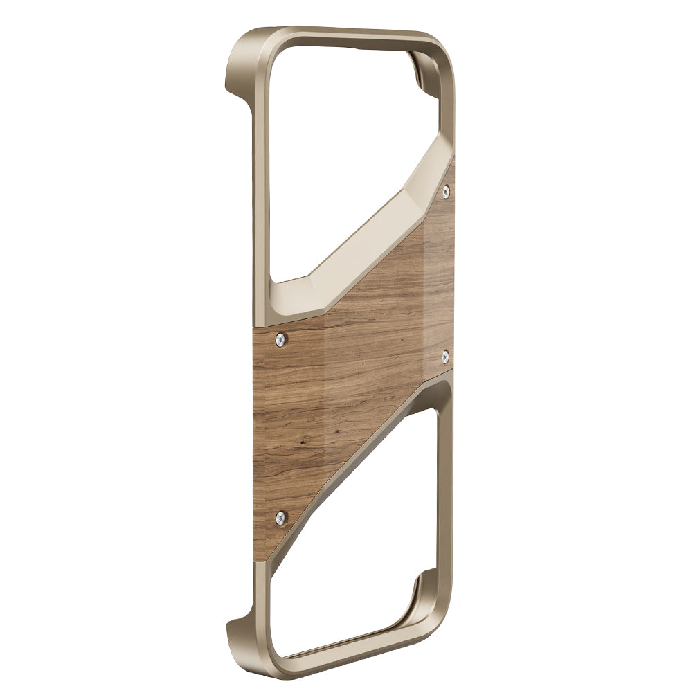 Irregular Metal Frame iPhone Case – Aluminum Alloy and Solid Wood Shockproof Frameless Cover for iPhone Models Design