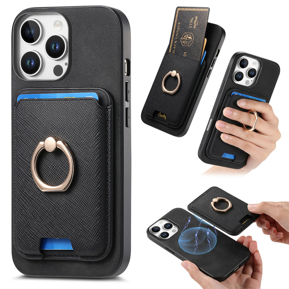 Luxury Detachable Magnetic Wallet iPhone Case – Card Holder, Ring Stand, Shockproof Protection for Secure and Convenient Use