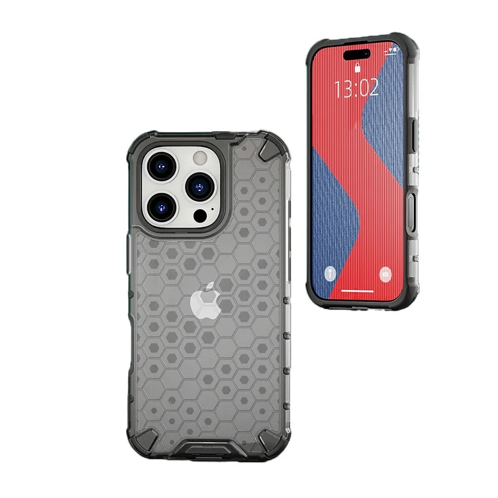 KEYSION Shockproof Armor iPhone Case – Soft Silicone + PC Transparent Honeycomb Back Cover for iPhone Models, 