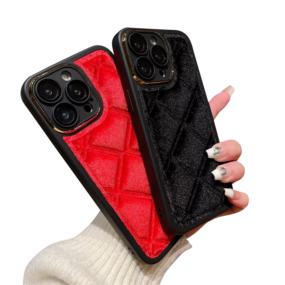 Luxury Apple iPhone Case, MagSafe Compatible, Camera Lens and Screen Protection, Ultra Thin, Shockproof, Magnetic, Full All Around Protection, Plaid Velvet Fabric Cover