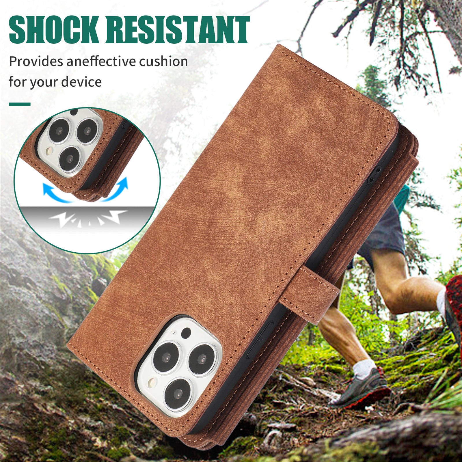 Luxury Crossbody Zipper Wallet iPhone Case – Leather Card Holder, Lanyard Strap, Closure Hands-Free Convenience for iPhone