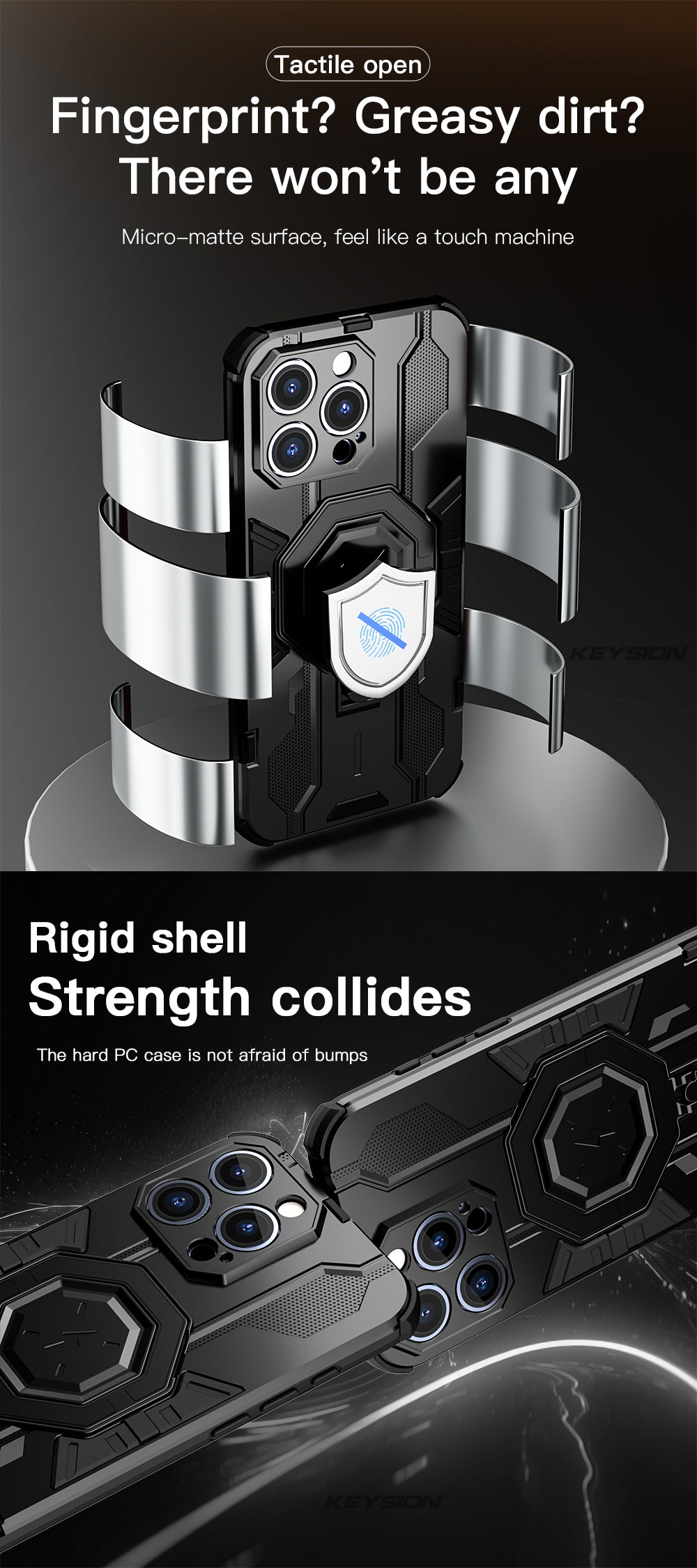 KEYSION MagSafe Shockproof iPhone Case – Ring Stand with Camera Protection, Durable Phone Cover for iPhone Models