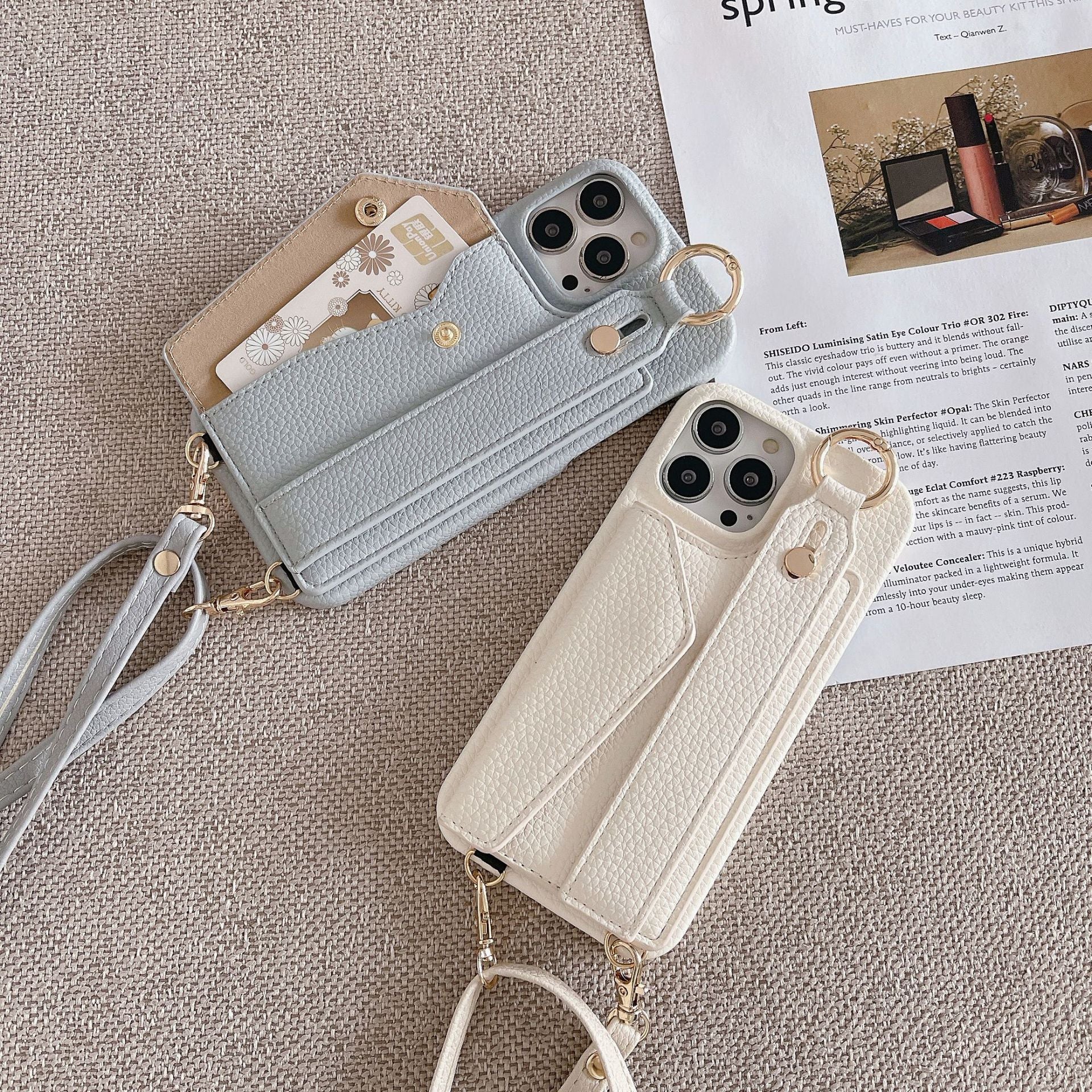 Luxury Crossbody Leather Wallet iPhone Case – Wrist Strap, Ring Holder, Card Slot, Shockproof Protection, Stylish Design for iPhone