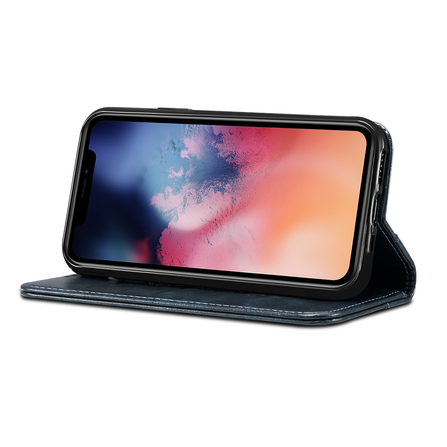 Luxury Genuine Leather Wallet Flip iPhone Case – Magnetic Closure, Card Holder, Stand Function, Shockproof Protective Cover, Classic Book-Style Design