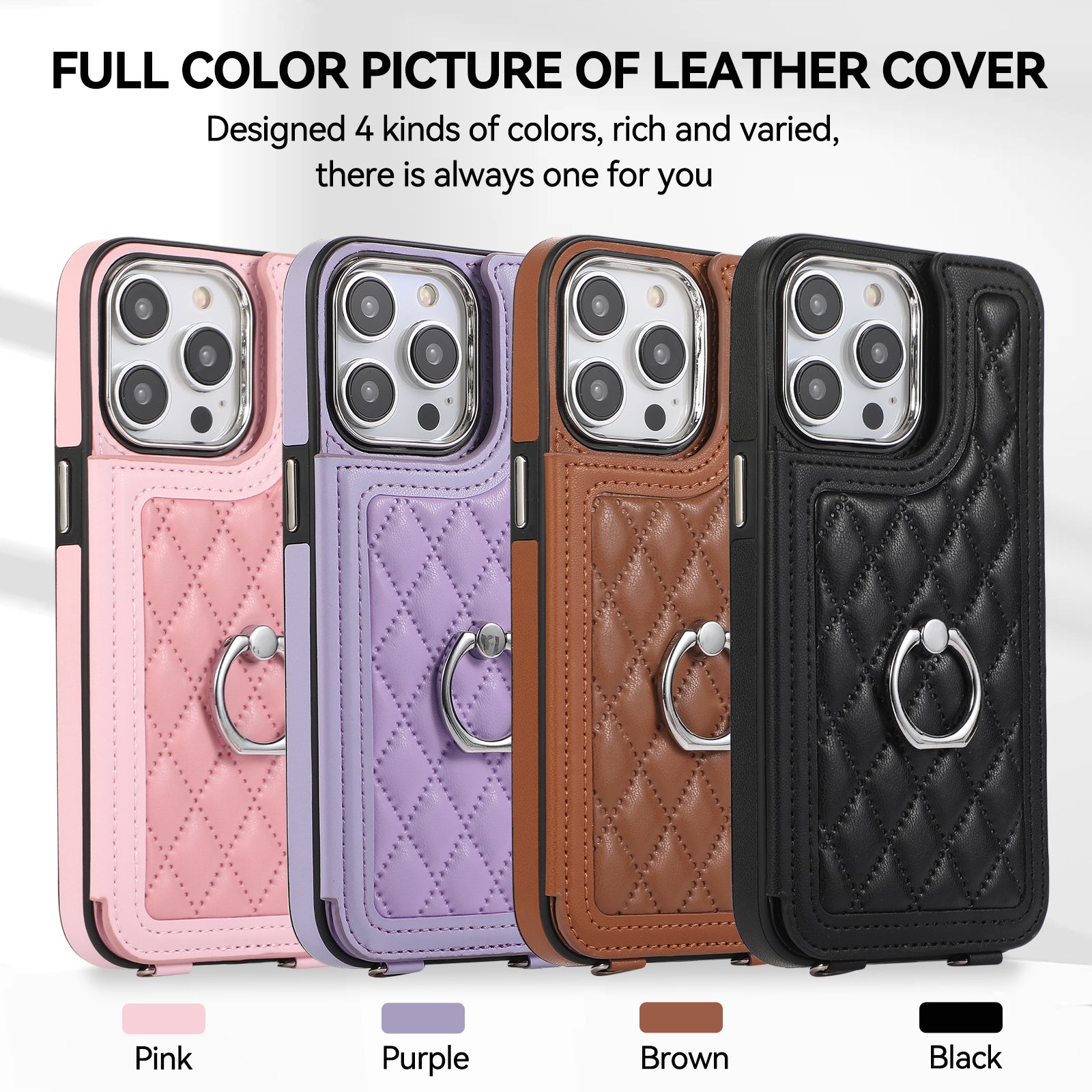 Luxury Crossbody RFID Leather Wallet iPhone Case – Card Slot, Ring Holder, Double Buckle, Lanyard Bag Cover, Magnetic Closure