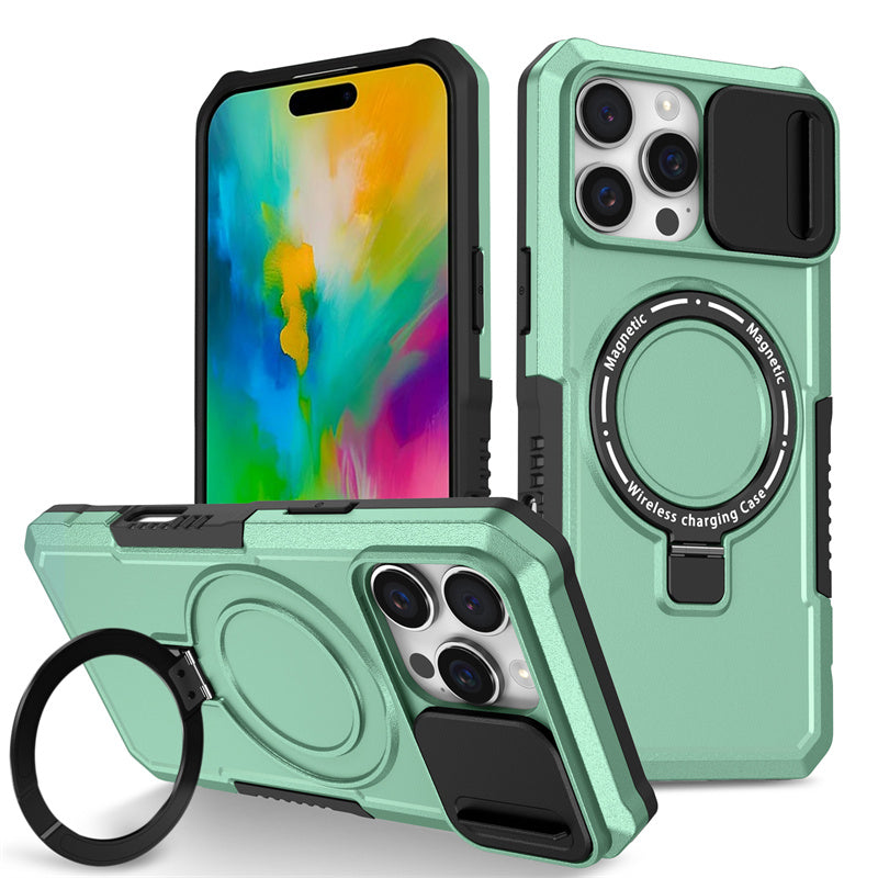 MagSafe Armor iPhone Case – Magnetic Holder, Wireless Charging, Slide Camera Protection, Full-Body Cover for iPhone Models