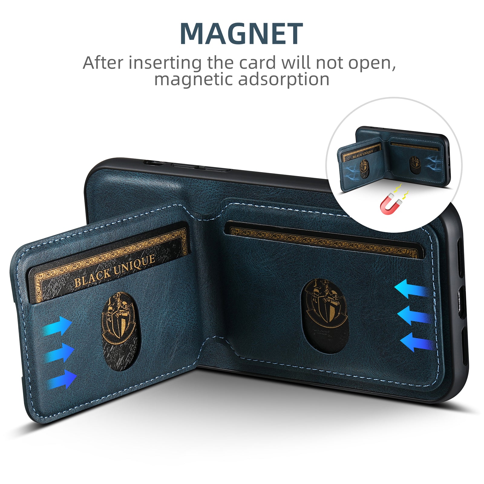 SUTENI Card Holder Leather Wallet iPhone Case – Magnetic Closure, Pocket Cover, Shockproof Protection for iPhone Models