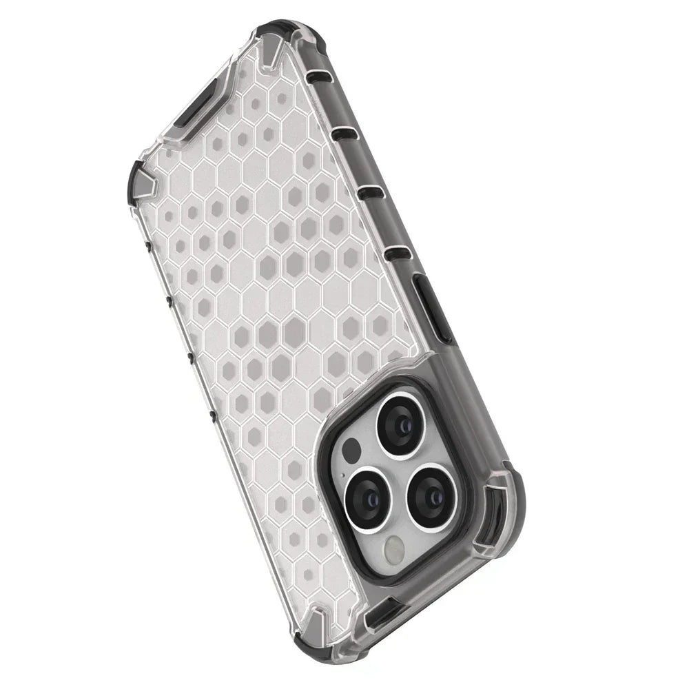 KEYSION Shockproof Armor iPhone Case – Soft Silicone + PC Transparent Honeycomb Back Cover for iPhone Models, 