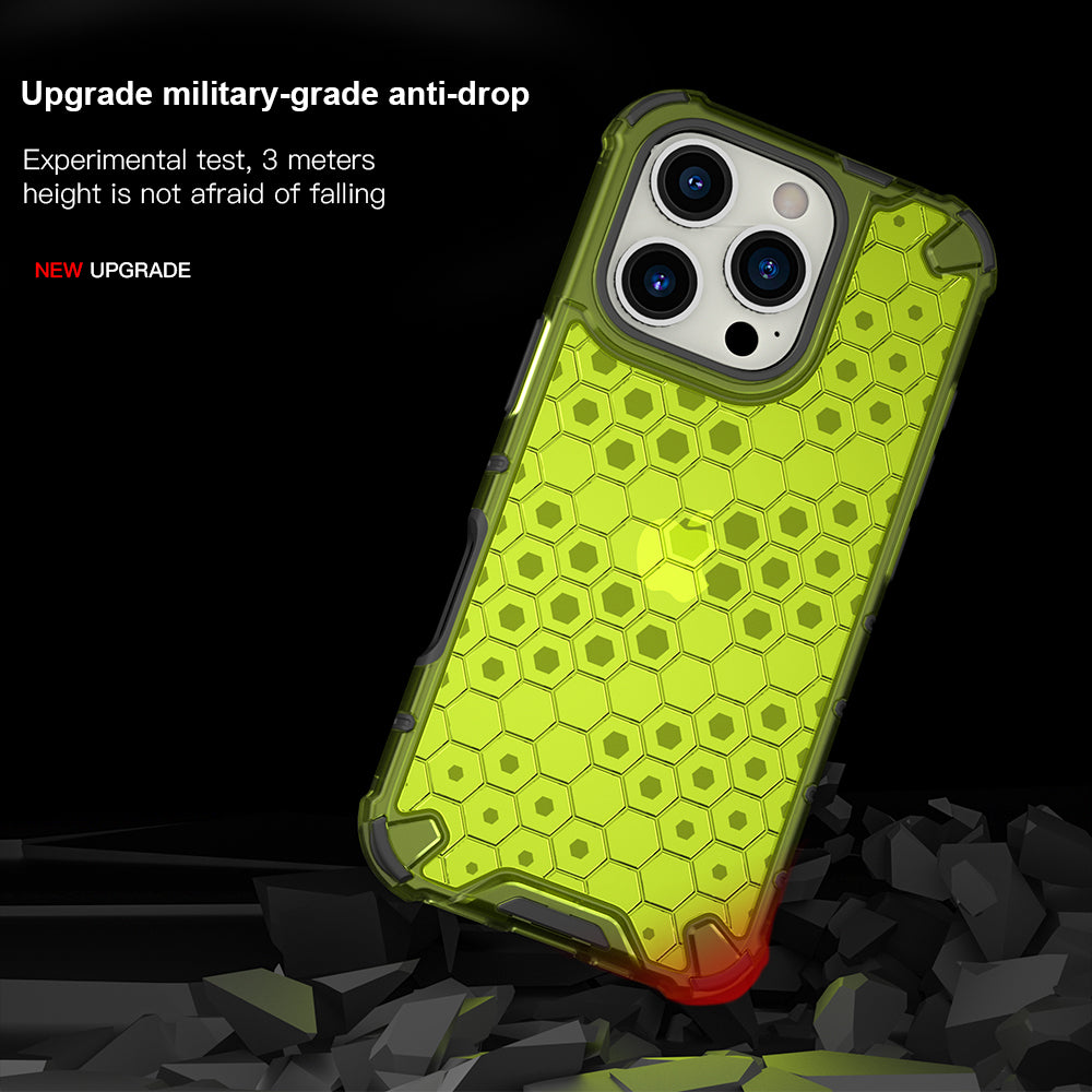 KEYSION Shockproof Armor iPhone Case – Soft Silicone + PC Transparent Honeycomb Back Cover for iPhone Models, 