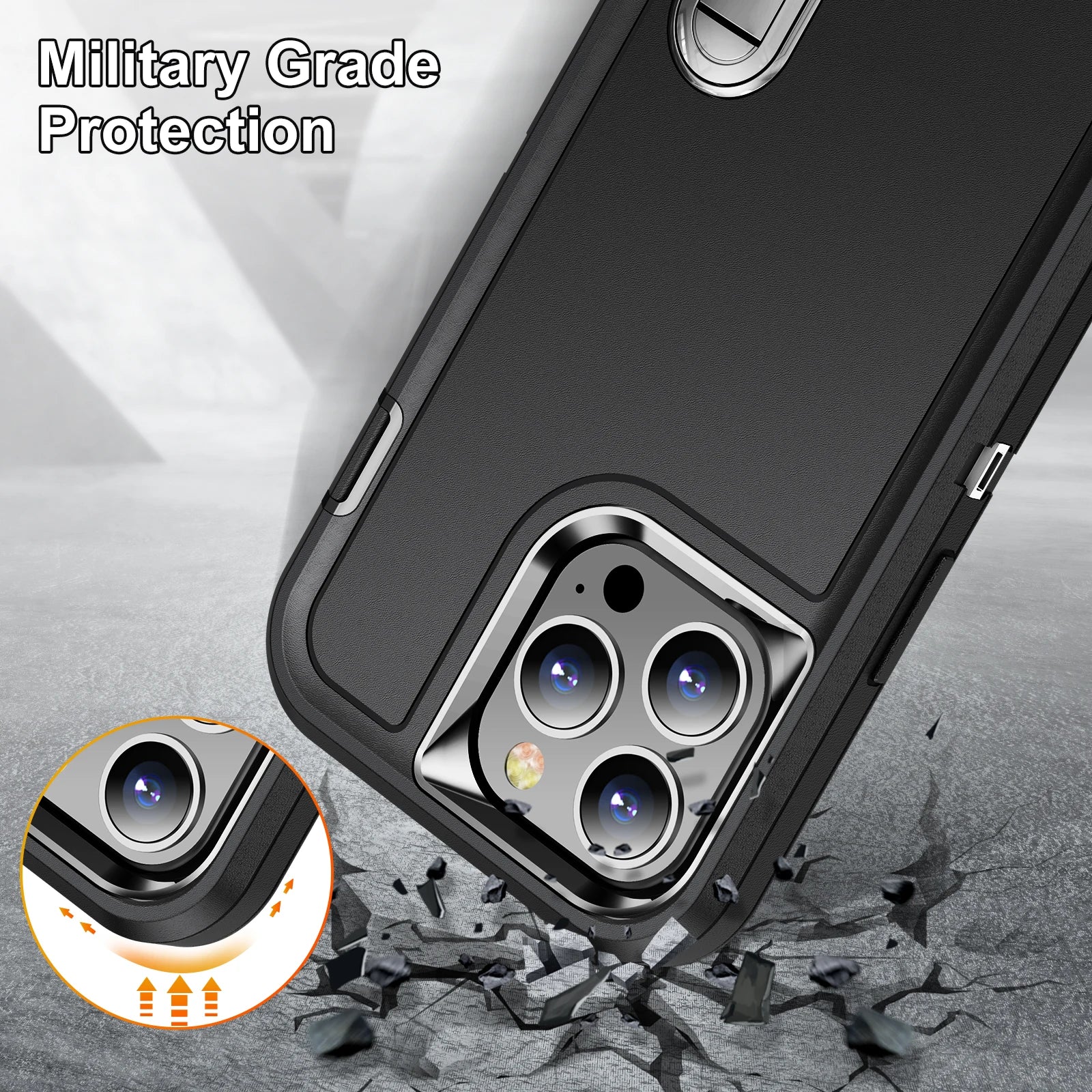 Hybrid Military-Grade Defender iPhone Case – Kickstand Full-Body Protection Cover for iPhone Models, Rugged and Shockproof 