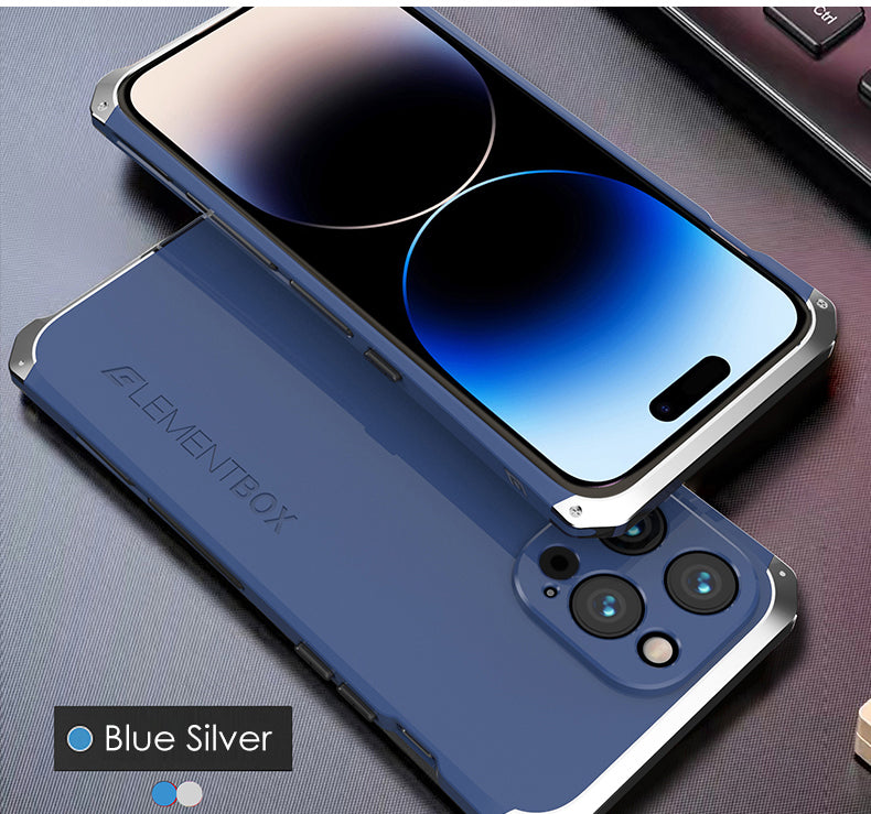 Luxury Aluminum Metal iPhone Case Shockproof Silica Gel Back Cover Anti-Collision Strip Durable Protection for iPhone Models