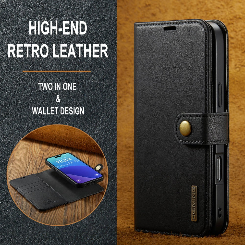 Premium Detachable Magnetic Leather Wallet iPhone Case – Card Holder, and Stylish Flip Cover for Secure and Convenient Use