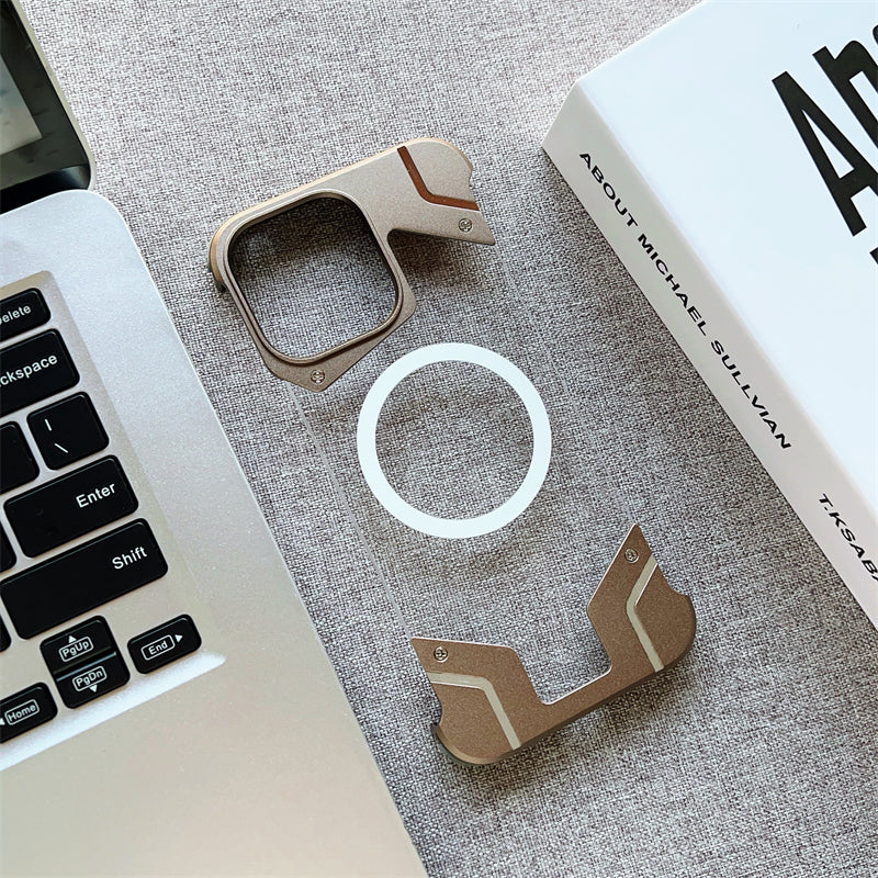 Aluminum Alloy Frameless  - Metal Bumper, Transparent PC Back, Magnetic Wireless Charging Compatible | Case for iPhone