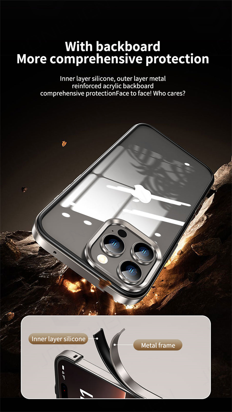 Luxury 2-in-1 Clear Acrylic iPhone Case - Ultra-Thin Aluminum Metal Lens Frame, Alloy Bumper, Design | Case for iPhone