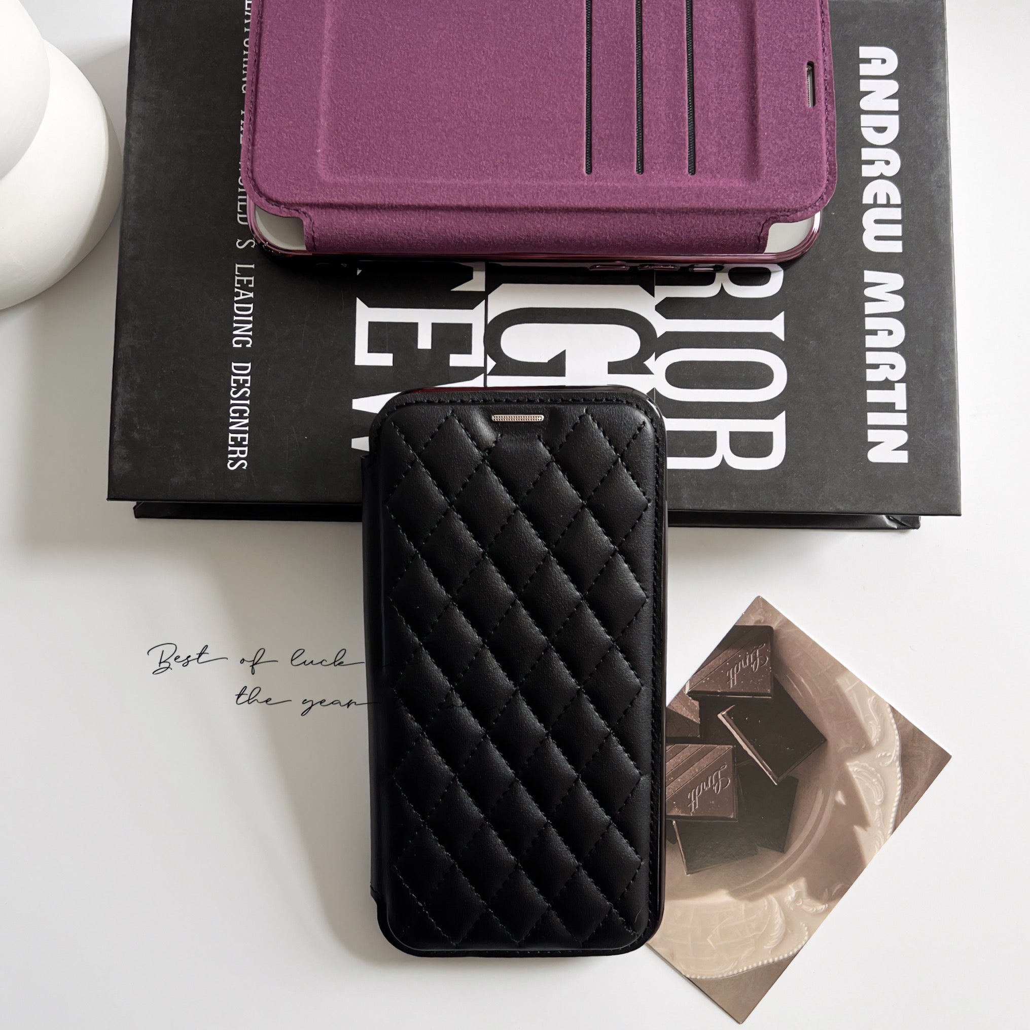 Luxury MagSafe Wallet iPhone Case – Grid Leather Flip Cover, Magnetic Card Holder, Shockproof Protection, Wireless Charging Compatible, Premium Design for iPhone Models