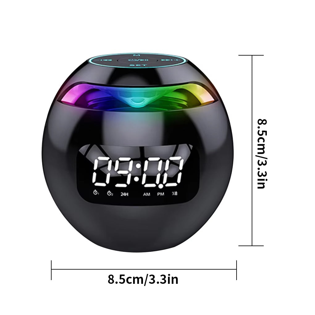 High Quality Bluetooth Alarm Clock Speaker with Colorful LED Light – Mini Portable Wireless Speaker, Dual Alarms, TF Card, FM Radio, 18H Playtime, USB Rechargeable
