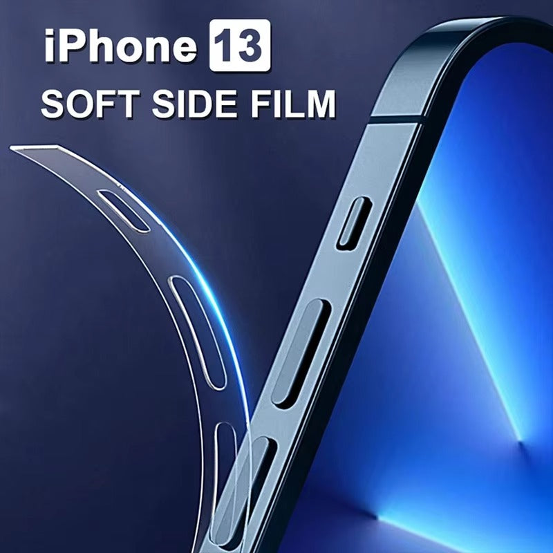 Premium Carbon Fiber Frame Protector – Transparent, Matte Edge Sticker with Hydrogel Film for iPhone Plus