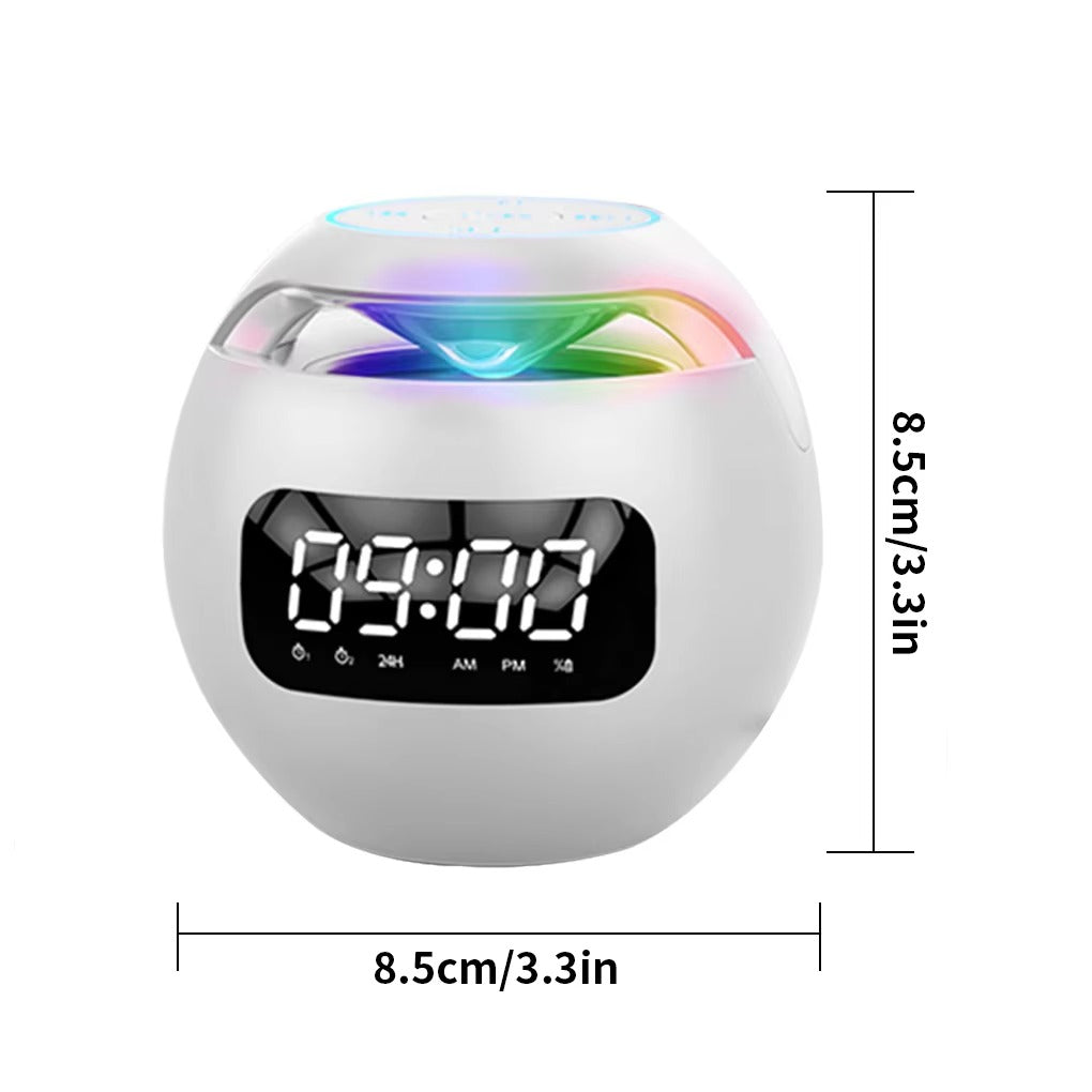 High Quality Bluetooth Alarm Clock Speaker with Colorful LED Light – Mini Portable Wireless Speaker, Dual Alarms, TF Card, FM Radio, 18H Playtime, USB Rechargeable