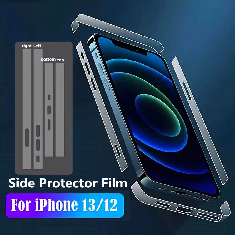 Premium Carbon Fiber Frame Protector – Transparent, Matte Edge Sticker with Hydrogel Film for iPhone Plus