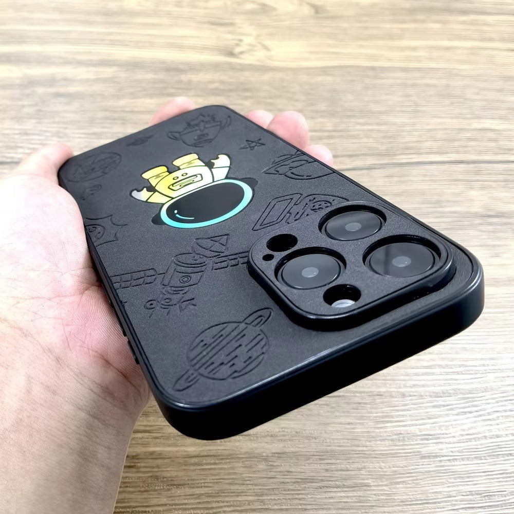 Premium  Gradient Laser Astronaut iPhone Case – Faux Leather, Full Back Protection, Stylish & Durable Cover | Case for iPhone