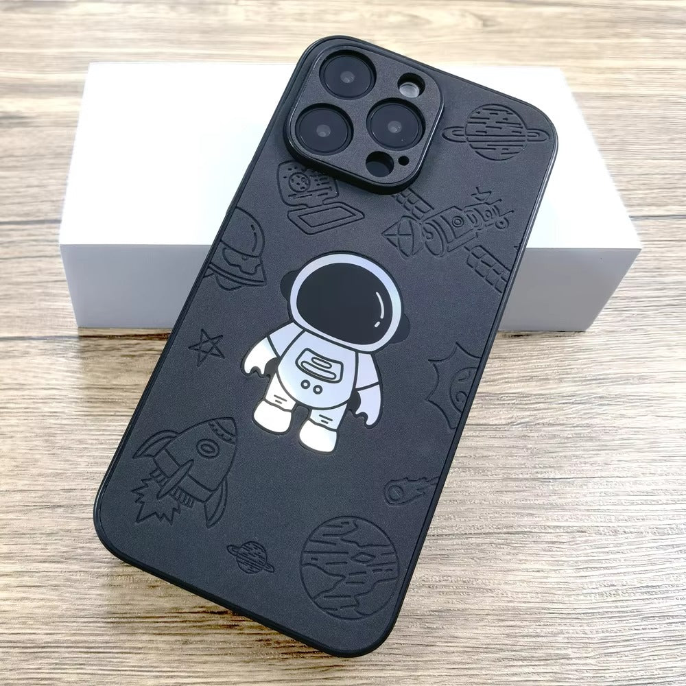Premium  Gradient Laser Astronaut iPhone Case – Faux Leather, Full Back Protection, Stylish & Durable Cover | Case for iPhone