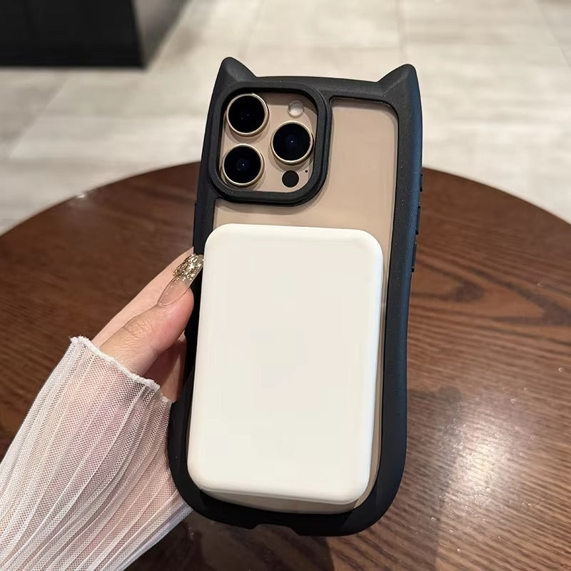 Premium Apple iPhone Case MagSafe Compatible, Camera Lens & Screen Protection, Cover with Cute Cat Ear Bumper Design