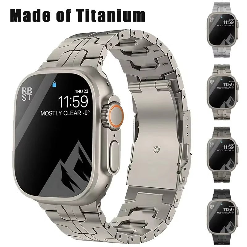 Luxury Titanium Link Watch Band – Men's Business Style Adjustable Metal Bracelet, Durable Steel Strap for 40mm to 49mm 
