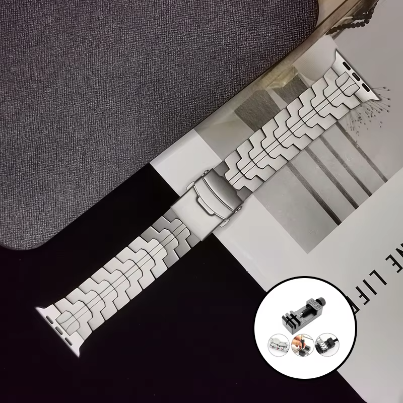 Luxury Titanium Link Watch Band – Men's Business Style Adjustable Metal Bracelet, Durable Steel Strap for 40mm to 49mm 