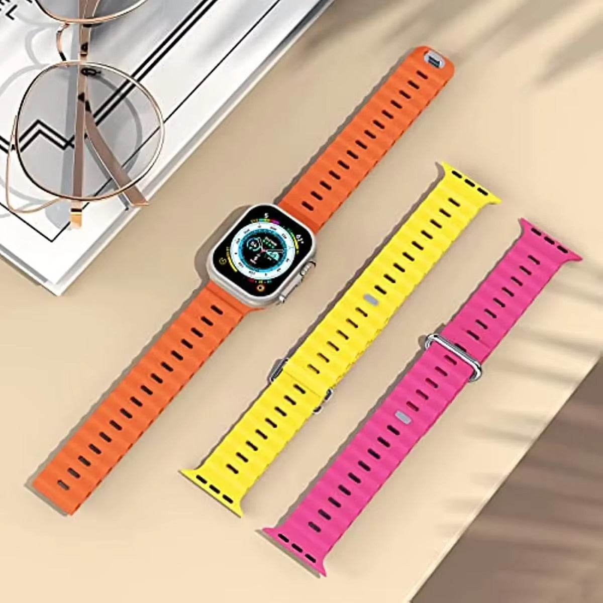 Premium Silicone Dual-Wear Watch Strap – Adjustable Loop Buckle Band, Waterproof, Compatible with Smartwatches 49mm to 38mm