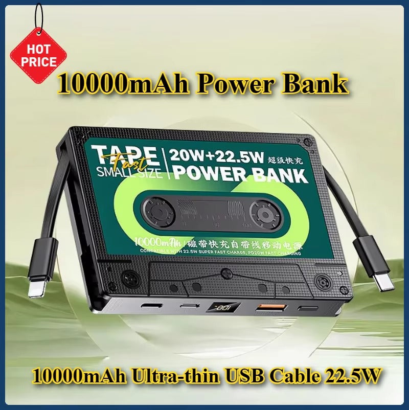 Premium 10000mAh Portable Power Bank – PD18W QC22.5W Two-Way Fast Charging, Digital Display, Compact Mobile Battery for Apple Huawei Xiaomi