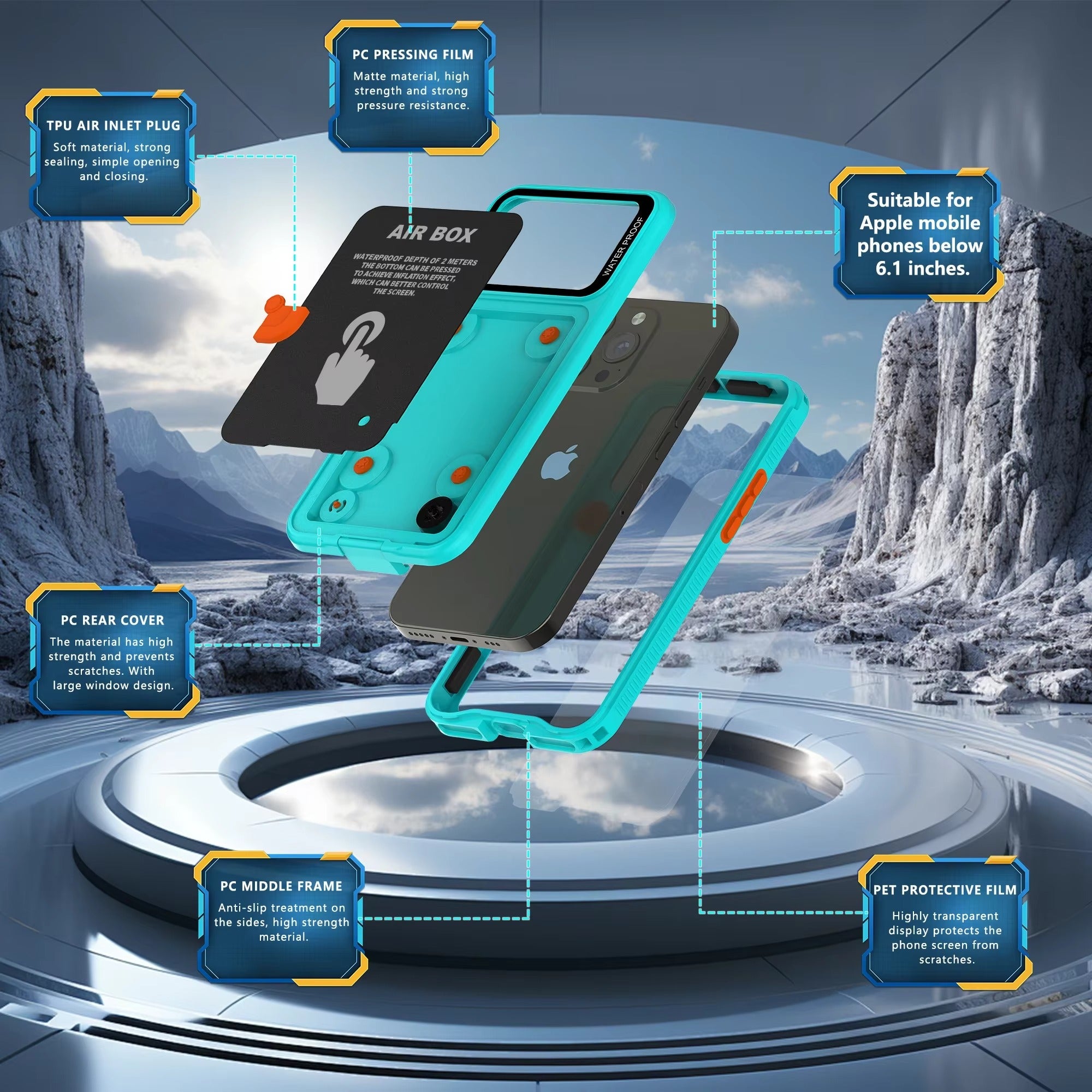 Premium Apple iPhone Case MagSafe Compatible, Camera Lens & Screen Protection, Cover with IP68 5m Waterproof Diving Shell