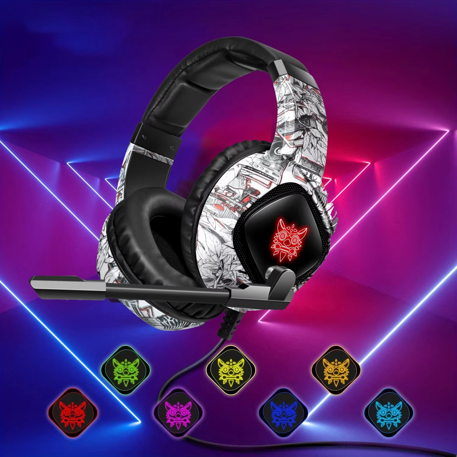 High Quality, Wired Gaming Headset with Microphone Stereo Over-Ear  with Clear Sound for Apple Devices and Gaming Consoles