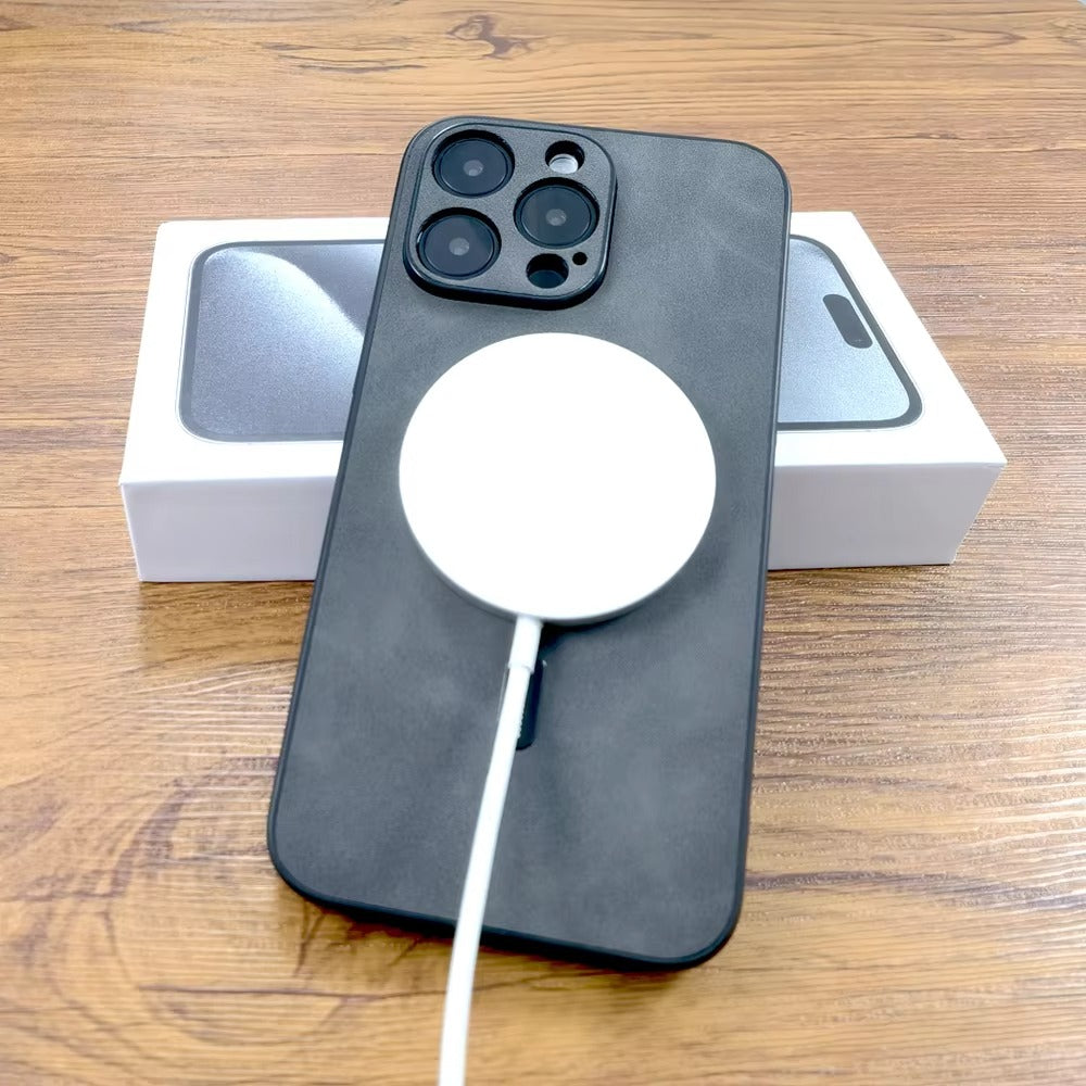 Luxury PU Leather MagSafe iPhone Case – Deer Embossed Design,  Stylish & Durable Full Protection Cover | Case for iPhone