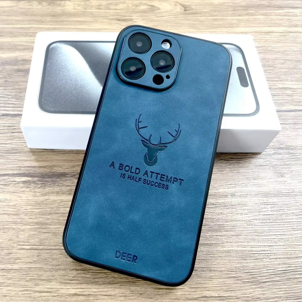 Premium  Fashion Cloth iPhone Case – Built-in Magnetic Iron, Deer & Cat Design Durable Protective Shell | Case for iPhone