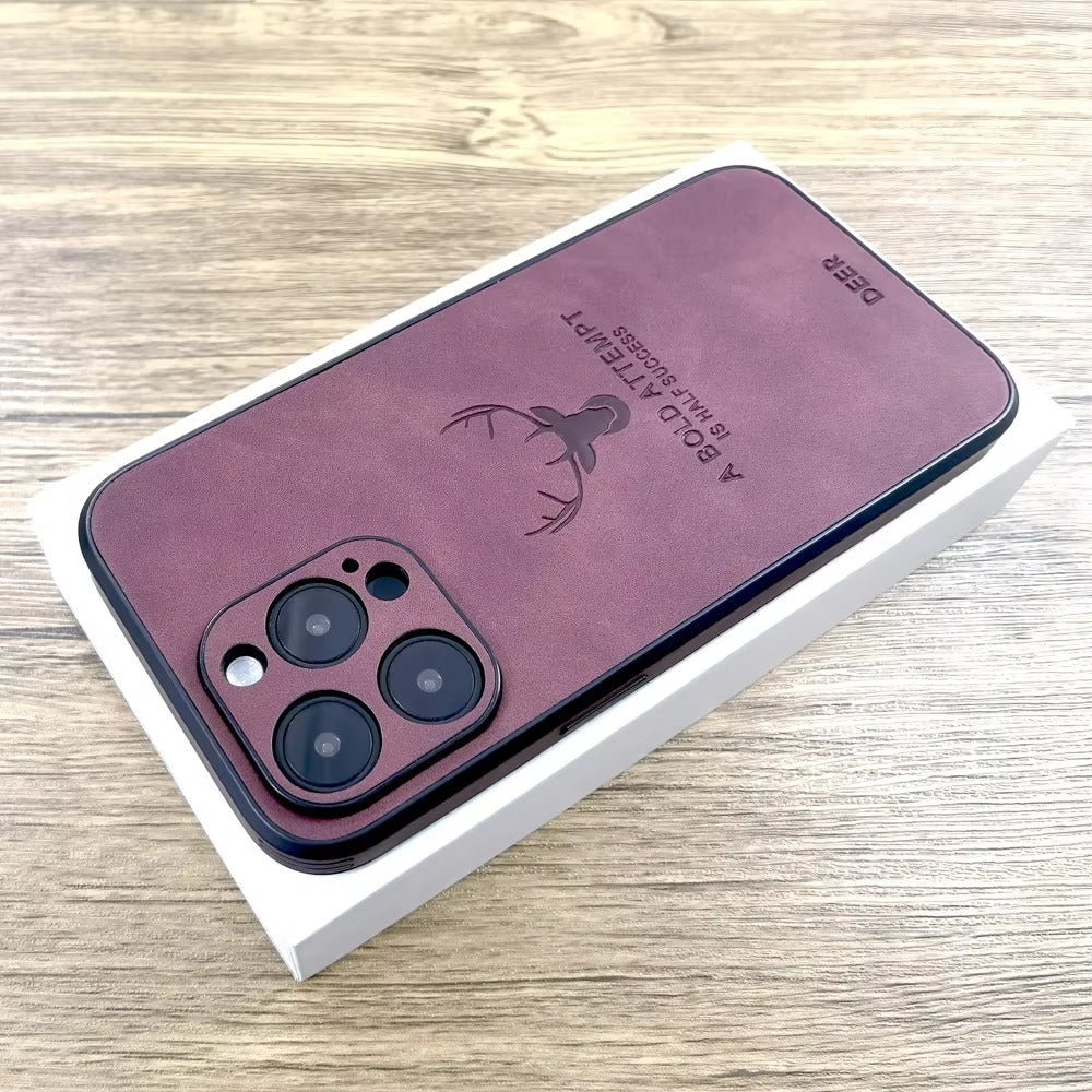 Luxury Vintage Lambskin PU Leather MagSafe iPhone Case – Wireless Charging, Full Protection, Stylish & Durable Cover 