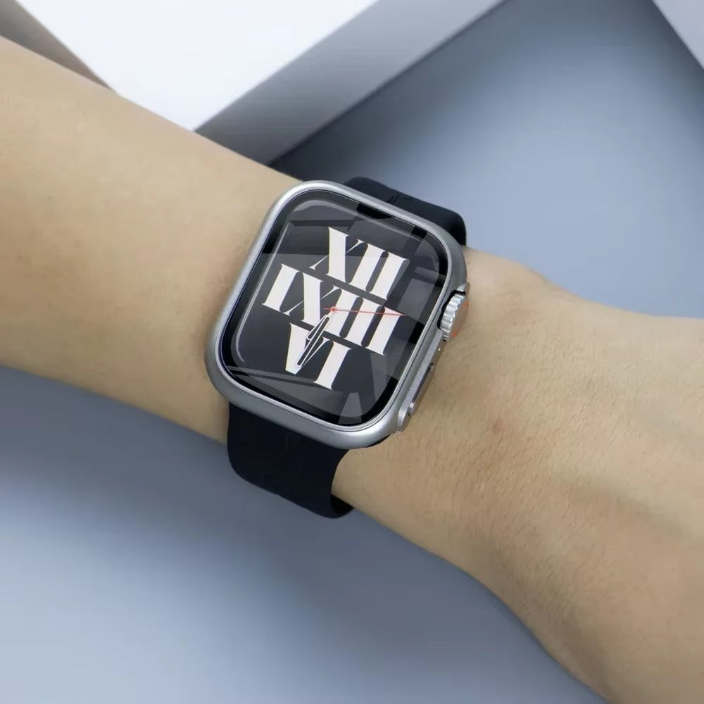 Durable Plastic Smartwatch Case with 360° Tempered Glass Screen Protector – Waterproof Sealing, Full Coverage Bumper, Anti-Fog and Scratch Resistant