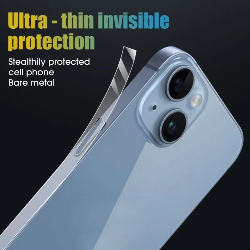 Premium Carbon Fiber Frame Protector – Transparent, Matte Edge Sticker with Hydrogel Film for iPhone Plus