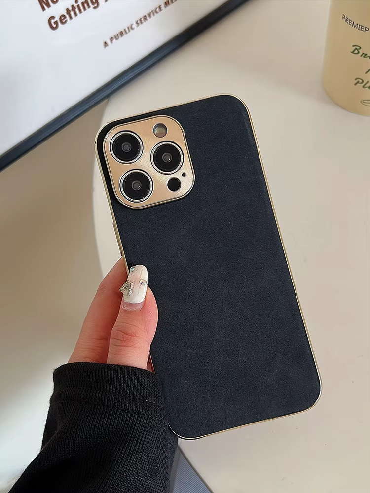 Luxury Lambskin Leather iPhone Case – Electroplated Frame, Soft & Durable Shell, Stylish Protection for Everyday Use 