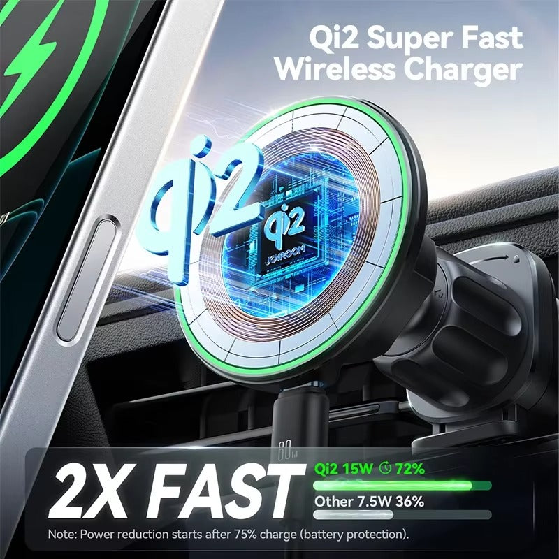 Premium Magnetic Wireless Car Phone Holder – Fast Charging Mount with Blue Light, Dashboard or Vent Clip