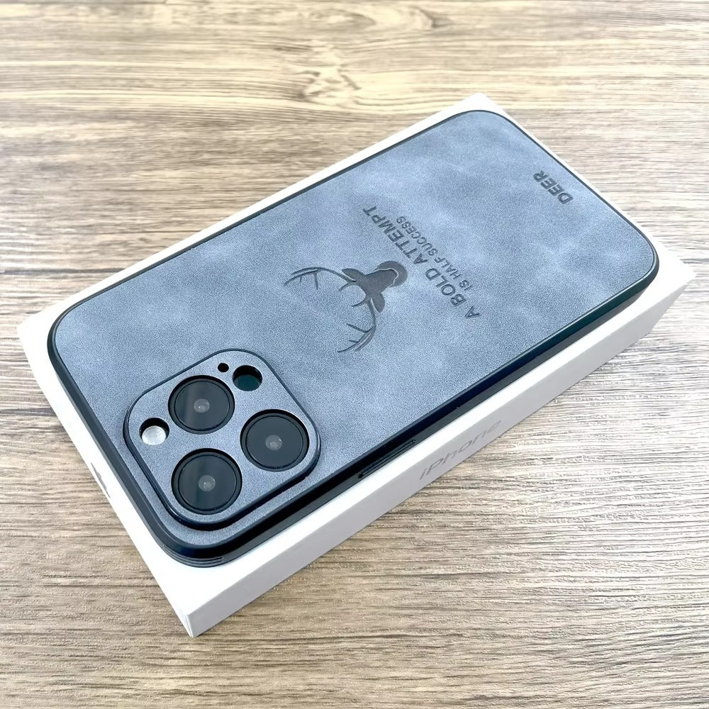 Premium  Fashion Cloth iPhone Case – Built-in Magnetic Iron, Deer & Cat Design Durable Protective Shell | Case for iPhone
