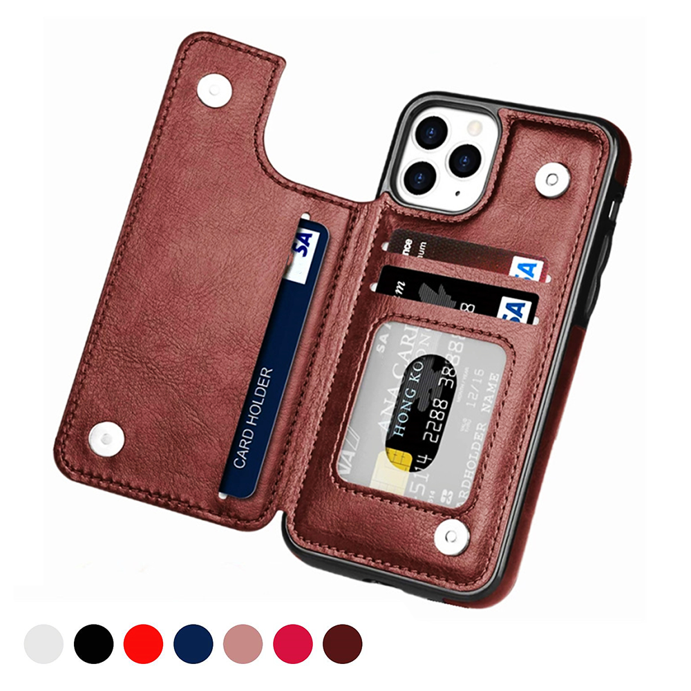 Luxury PU Leather Wallet iPhone Case – Kickstand, Card Holder Slots, Elegant Magnetic Closure for iPhone Models