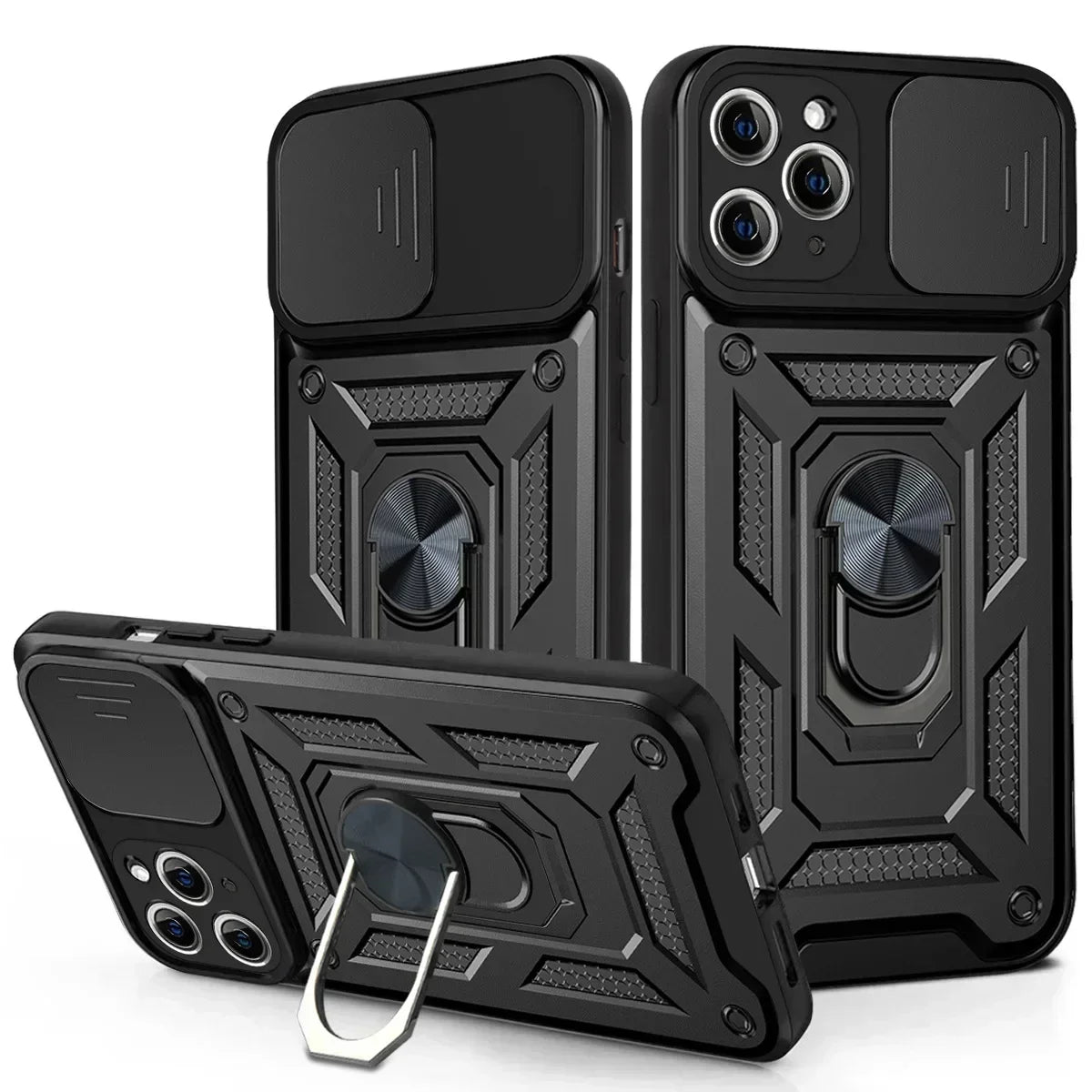 Shockproof Armor iPhone Case – Slide Camera Lens Protection, Rugged Full-Body Cover for iPhone Models