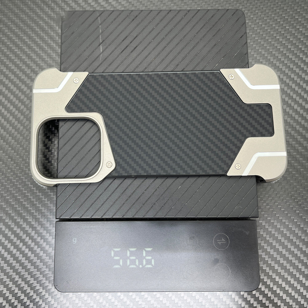 Carbon Fiber Metal Armor Case – Frameless Shockproof Cover with Built-In Invisible Magnetic Design for iPhone Models