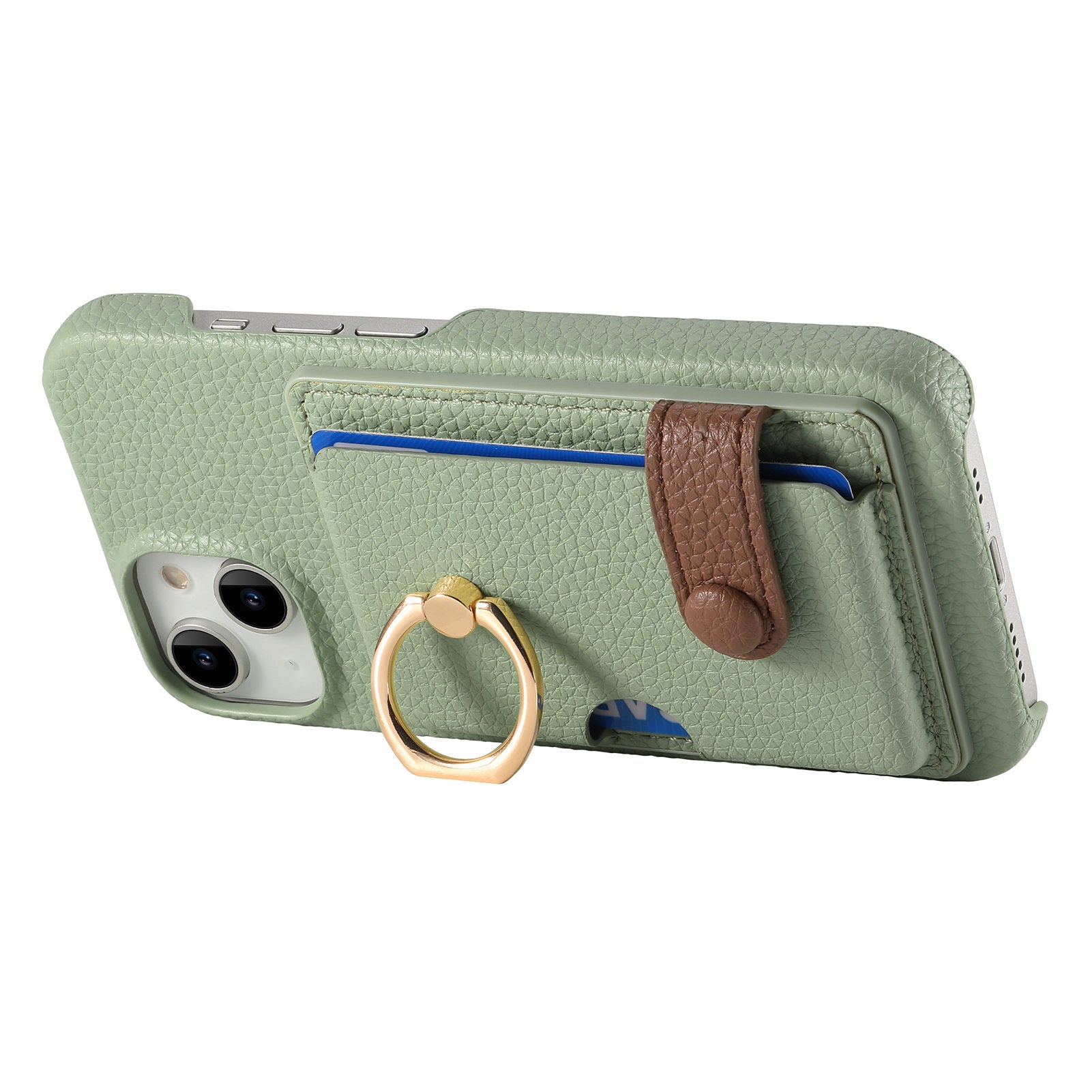 Premium Leather Ring Stand Wallet iPhone Case Card Holder, Magnetic Closure, and Kickstand Support for Hands-Free Convenience